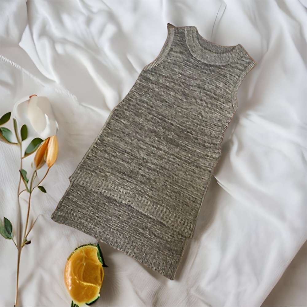 California Moonrise Long Line High Low Gray Brown Knit Tunic Top Size L